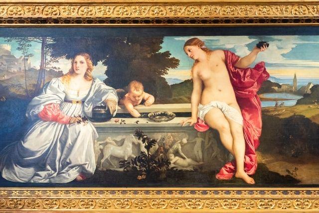 חדר טיציאן – "אהבה קדושה וארצית" ויצירות מופת נוספות (קומה עליונה)