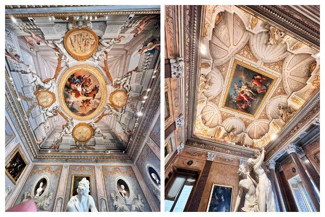 חדר פרסקאות המיתולוגיה – ציור על תקרה שמשלים את הציורים על הקירות (קומה עליונה)